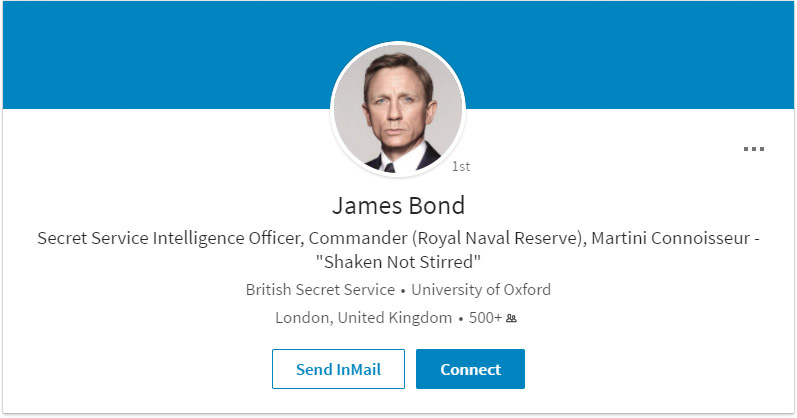 James Bond LinkedIn Profile